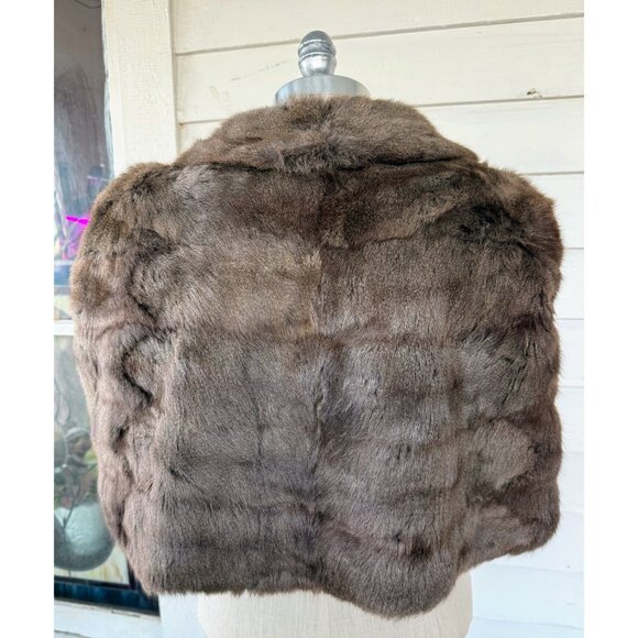 Vintage 40's Smoke Gray Muskrat Fur Stole Capelet - Picture 13 of 16